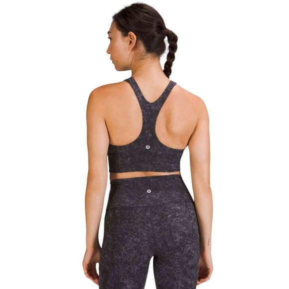Lululemon Wunder Train Longline Bra Denim Wash Dusky Lavender Black, Size 4 - Picture 2 of 9